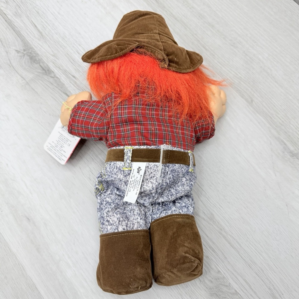 Russ Troll Cowboy NWT Buckaroo Farmer Orange Hair Soft Body 13" Plush Doll - Picture 2 of 5